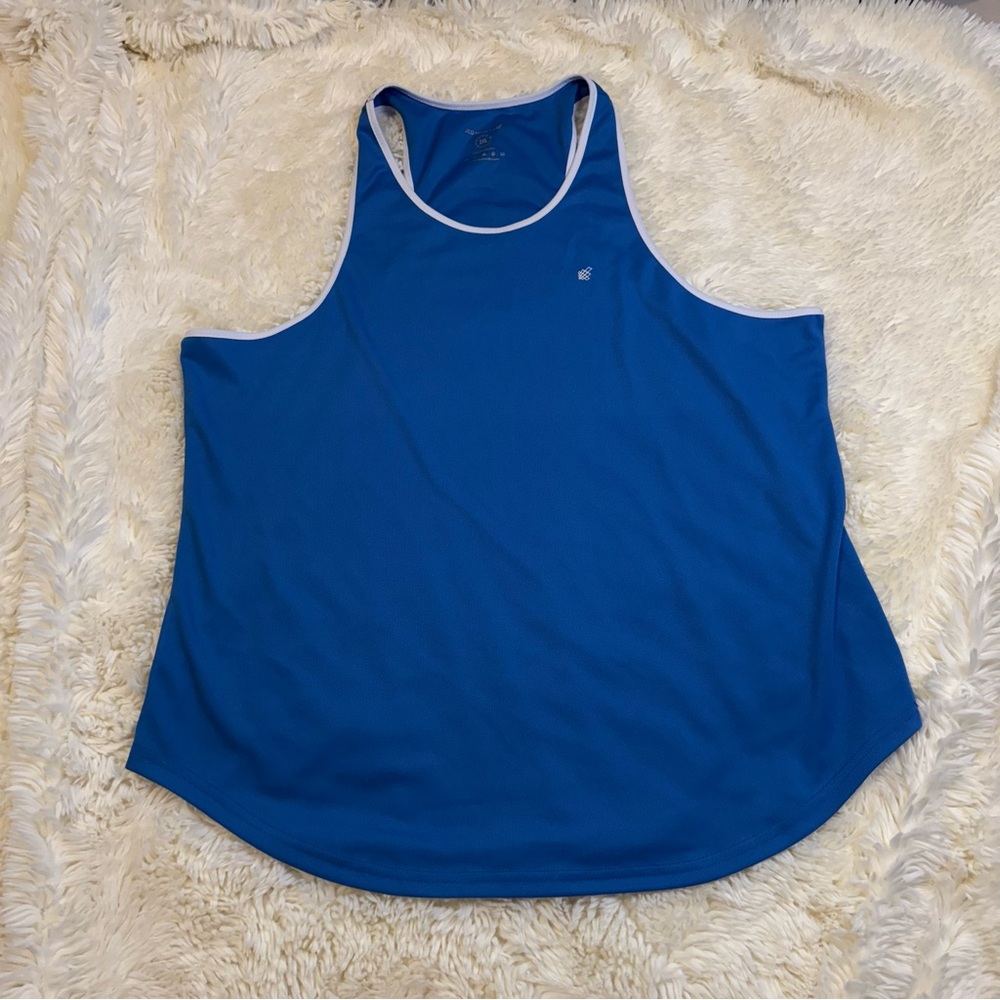 Jed North Blue with white trim performance workout stringer Tank Top XXL
